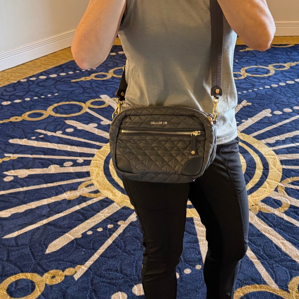 MZ Wallace Gray Quilted Crossbody Camera Bag